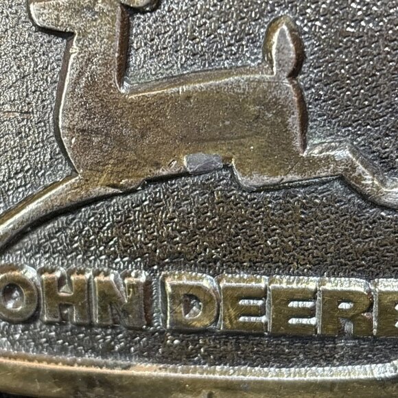 Vintage John Deere Belt Buckle Wyoming Studio Art Works Brass 1980s - Picture 4 of 6